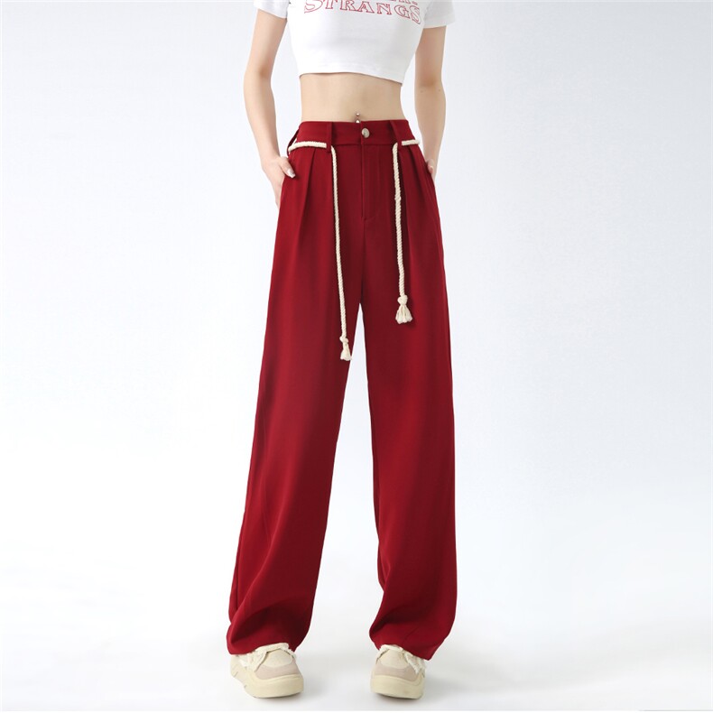 现货抖音高质量夏季冰凉垂感酒红色西装冰丝裤D19P50控78，男装西服套装，电商A268