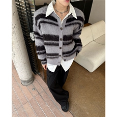 GC0909-P62软糯仿貂毛毛衣开衫外套男女秋冬季氛围感慵懒风针织衫，男装针织衫/毛衣，电商C233