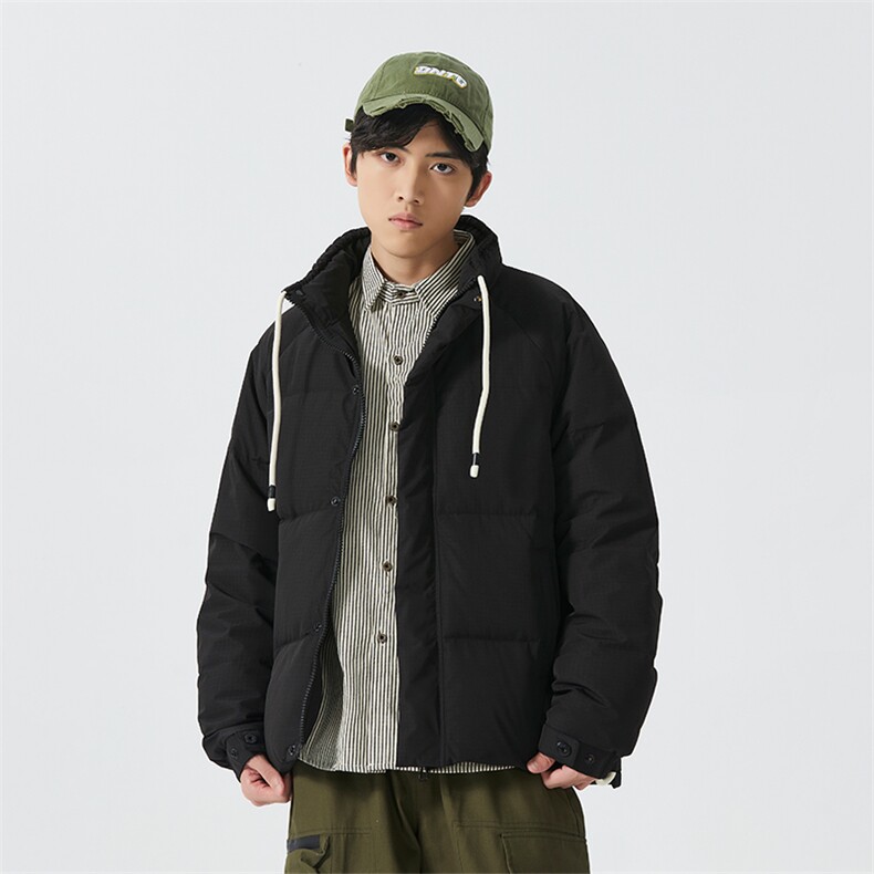 新标90%白鸭绒简约立领抽绳外套纯色加厚羽绒服ESY0205-P210,男装羽绒服,电商B306