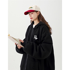 2025秋冬新款字母印花内里羊羔毛开衫卫衣外套M2050/P108控138，女装短外套，电商A148-1
