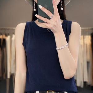 黑白条纹100%纯棉线吊带背心女新款春夏季无袖内搭打底衫短款针织图片
