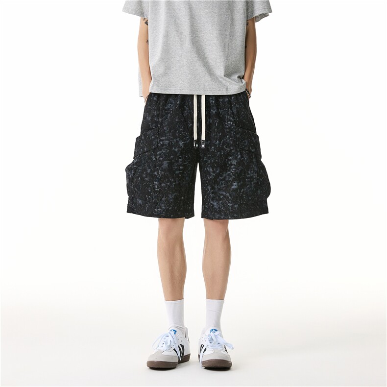 扎染华夫格运动短裤男夏季宽松直筒百搭休闲五分裤子310A-507-P25,男装牛仔裤,四季星座310A