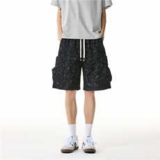 扎染华夫格运动短裤男夏季宽松直筒百搭休闲五分裤子310A-507-P25，男装牛仔裤，四季星座310A