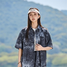 短袖衬衫新款夏季设计感扎染宽松休闲女款衬衣A406C6050特P38，男装衬衫，星座309（原A406）