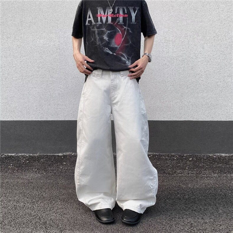 阔腿牛仔裤男款夏季美式潮牌直筒裤高街显瘦裤子NZ9020,男装牛仔裤,星座516A
