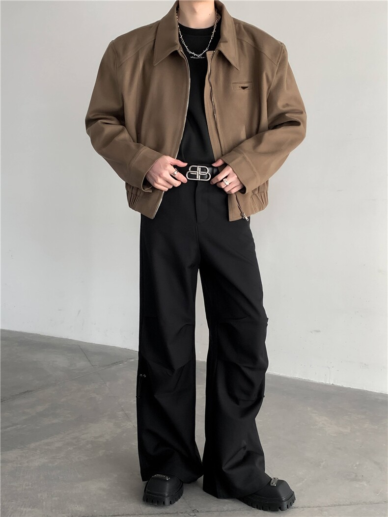 高级感cleanfit短款夹克男小众金属垫肩拉链呢子外套WT72-P138,男装夹克,星座512-1（原513-3）