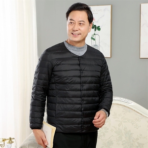 男中老年90绒轻薄连帽羽绒服外套秋冬休闲羽绒轻便外套图片
