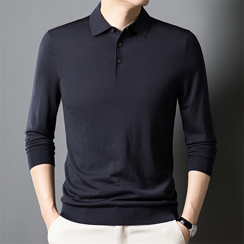 DN6066男式2025年秋冬新款全羊毛针织衫翻领打底衫毛衣，男装针织衫/毛衣，电商B360A（原721A）