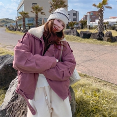 时髦90白鸭绒内搭牛仔外套女2025冬季气质韩系毛领宽松保暖羽绒服，女装羽绒服，2C196