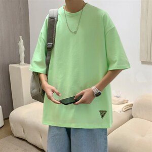 港风夏季大码休闲潮流纯色16色売松短袖T恤T3331图片