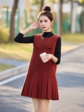 时尚气质百褶裙套装女2026年春新款优雅大气亮片背心连衣裙二件套，女装套装/套裙，流量+