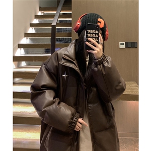 中性风 PU皮棉衣情侣装男装立领棉衣宽松棉服冬装外套G1071 P128图片