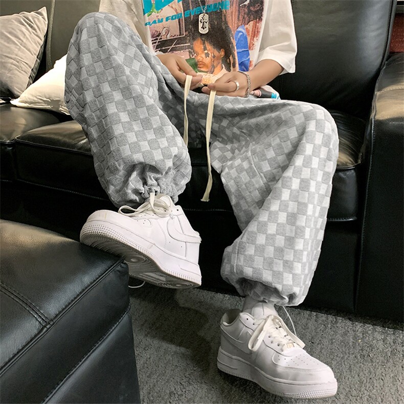 潮牌夏拖地裤高级裤子潮帅高端提花宽松直筒裤XD8807-P60-控78图片