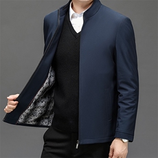 夹克衫加领立领夹克男中老年爸爸装简约保暖休闲外套棉服男装，男装夹克，钱塘6003（原4033）