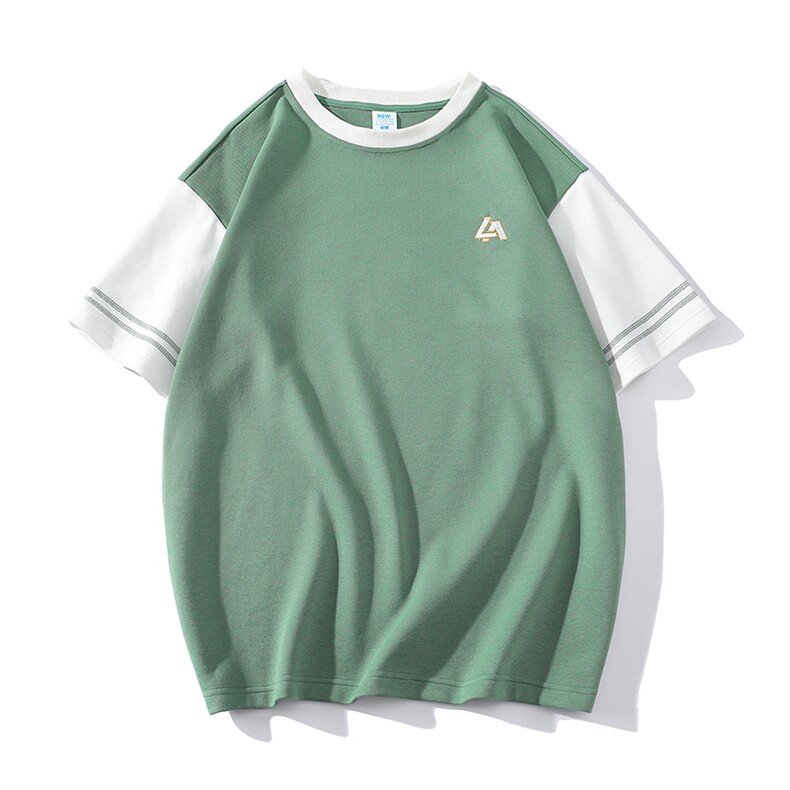 新款英伦夏季时尚拼色袖子ins小众百搭青少年T恤ZDY3415-P49,男装T恤,星座717