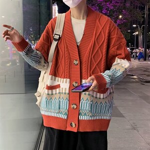 男秋冬季新款潮韩版百搭情侣毛衣针织衫开衫外套M170P53图片
