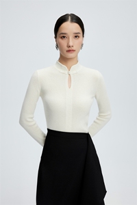 新中式衫水滴领针织衫女秋冬新款半高领修身内搭上衣服图片