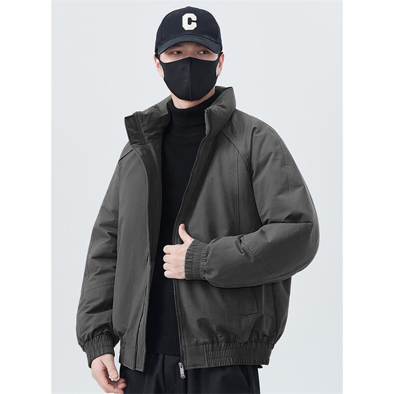 现货美式高街休闲夹克冬季三防立领纯色户外工装加厚棉服外套,男装夹克,电商A486
