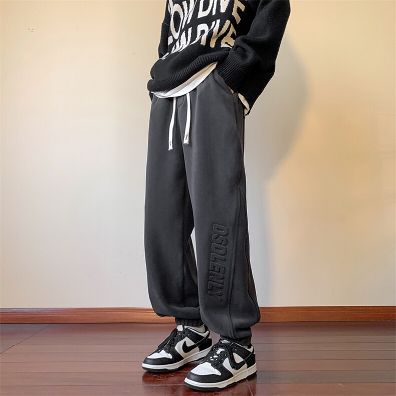 抖音品质大码男裤重磅双面奥粒绒加绒加厚束脚休闲裤M-5XL特P45,男装卫衣,电商B325