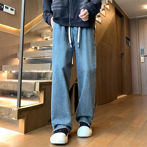 裤脚口带拉链 秋冬美式复古水洗高街微喇牛仔裤A158-NZK083-P48图片