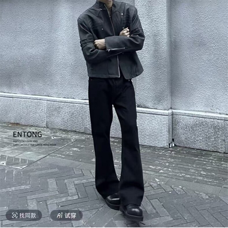 抖音同款微喇修身牛仔裤有大货黑色高弹力有加绒G151-特批35,男装牛仔裤,星座910