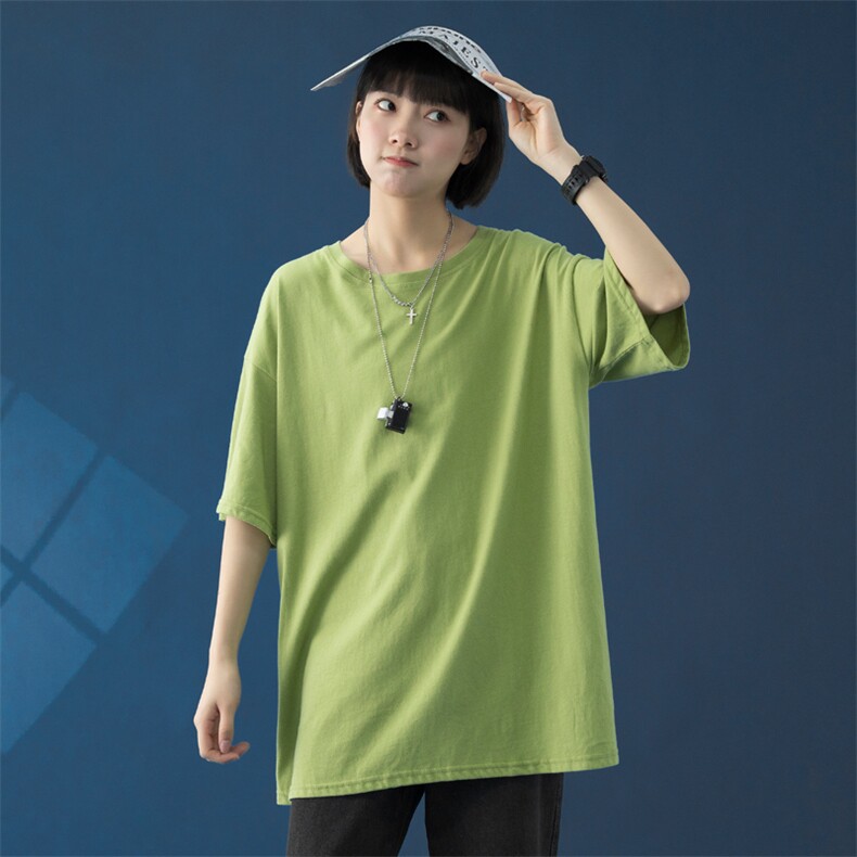 @蓝底中性风2021春夏纯棉短袖T恤男女宽松纯色半袖体恤T110特P15,男装T恤,电商B220
