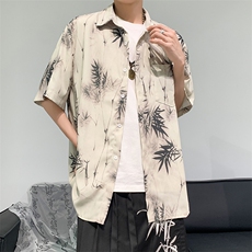 风面料短袖衬衫短袖衬衫男设计感五分袖冰丝花衬衣外套CJ01，男装衬衫，星座1116A-1（原606A）