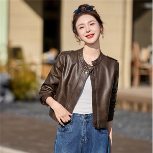 2026年春季新款现货时尚高品质皮衣小外套机车服女装图片