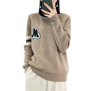 新款半高领加厚保暖针织衫女秋冬新款宽松显瘦纯色羊毛衫图片