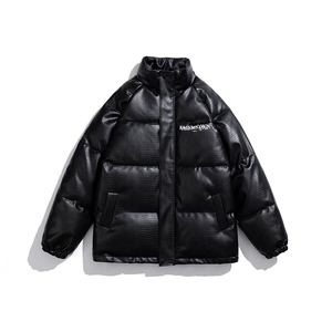 白底鳄鱼纹棉衣男手塞棉夹克PU皮棉服外套男8507P120控158图片