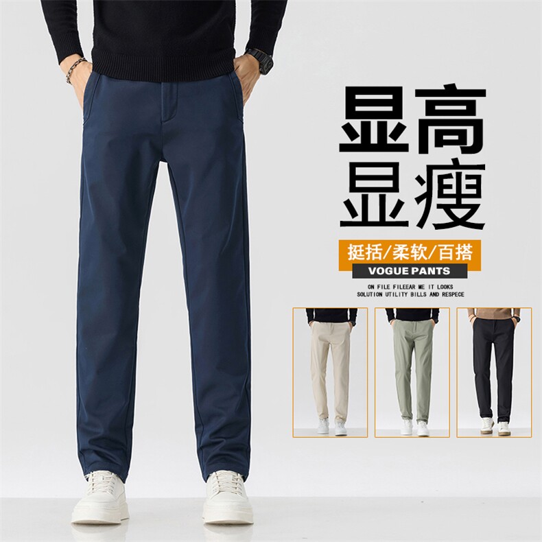 2025秋冬季男百搭休闲裤小直筒长裤弹力修身轻商务长裤D1015-P50图片