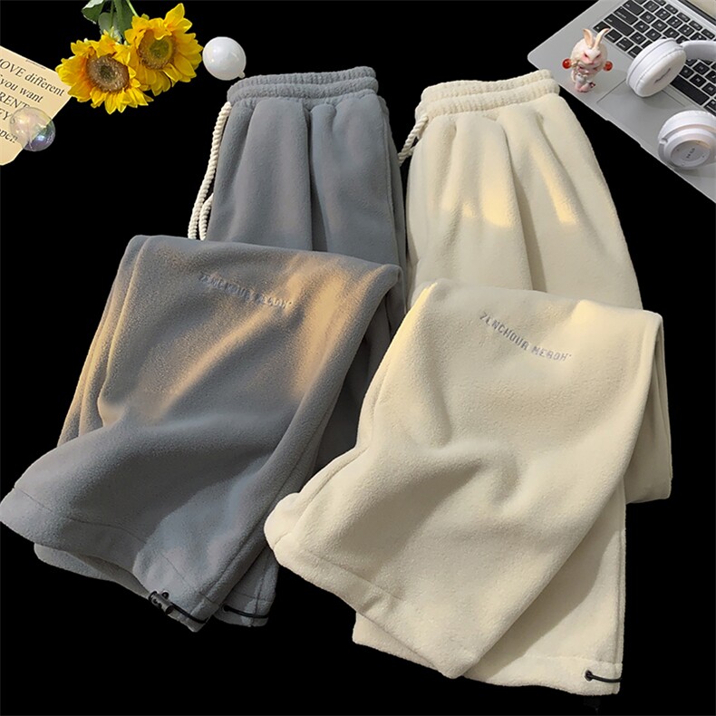 字母刺绣摇粒绒休闲裤D2211-TP45控价58冬季新款束脚裤宽松卫裤男,男装休闲裤,电商A102-1