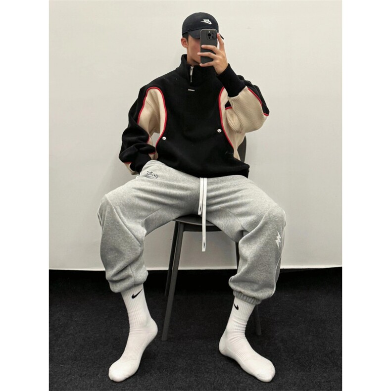 【有货】半拉链立领卫衣男春秋美式高街机车夹克外套WT05CC-P65,男装夹克,星座1007（原301D）