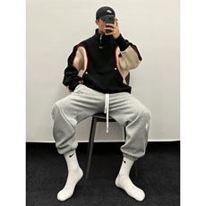 【有货】半拉链立领卫衣男春秋美式高街机车夹克外套WT05CC-P65，男装夹克，星座1007（原301D）