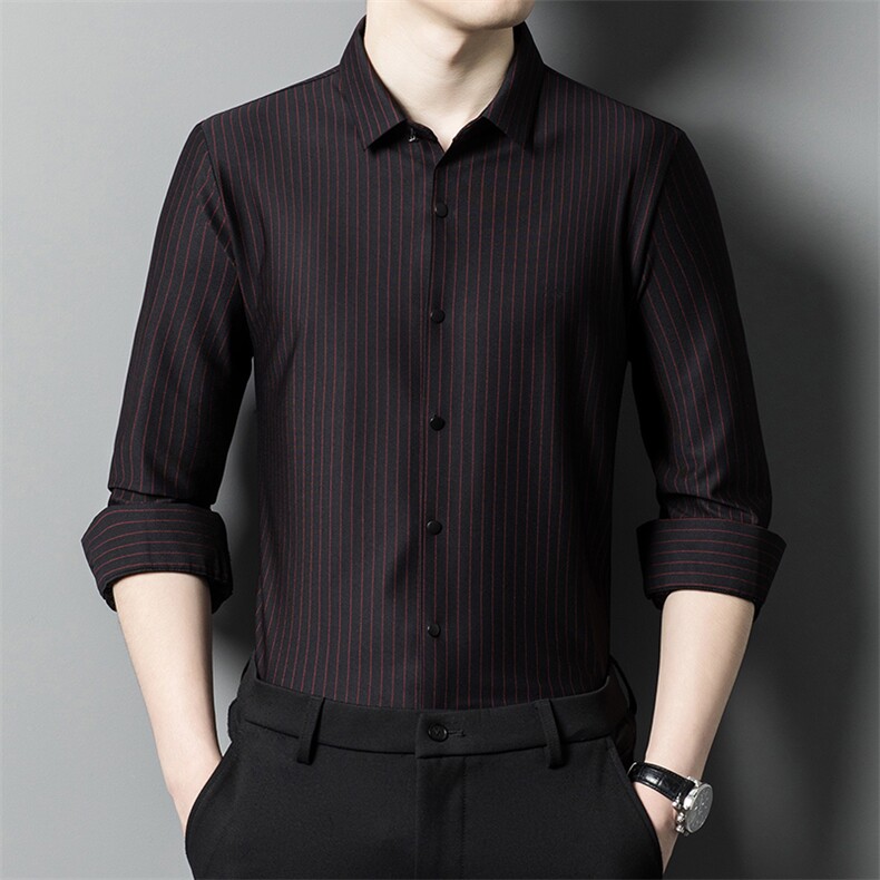 高端长袖条纹春秋新款中青年免烫商务休闲男士衬衣 XY6609-P105图片