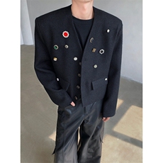现货！25宝石重工系列手工轻奢钉珠短款西服夹克外套JK89-P178，男装夹克，电商B288