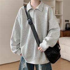 W207-P45金属扣半拉链卫衣男款春秋潮牌美式重磅polo衫，男装Polo衫，电商B323A