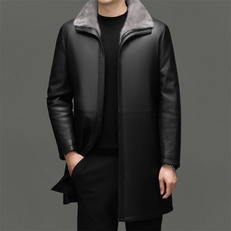 BG-H23009海宁山羊皮真皮皮衣男水貂内胆皮夹克外套加厚保暖男装，男装皮衣，电商B360A（原721A）