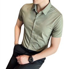 2022夏季青年短袖衬衫男修身衬衣纯色商务男士青年寸衣CSC903，男装衬衫，电商A311