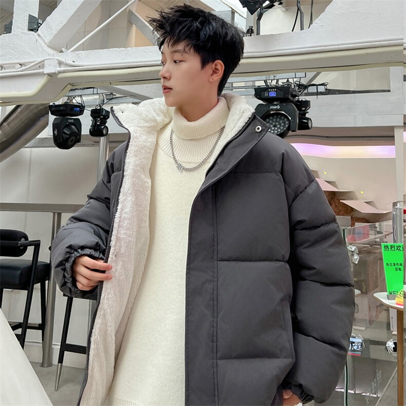 ！2023冬季男士羊羔毛加厚保暖棉衣立领纯色棉服MY100特P65,男装棉衣,电商B220