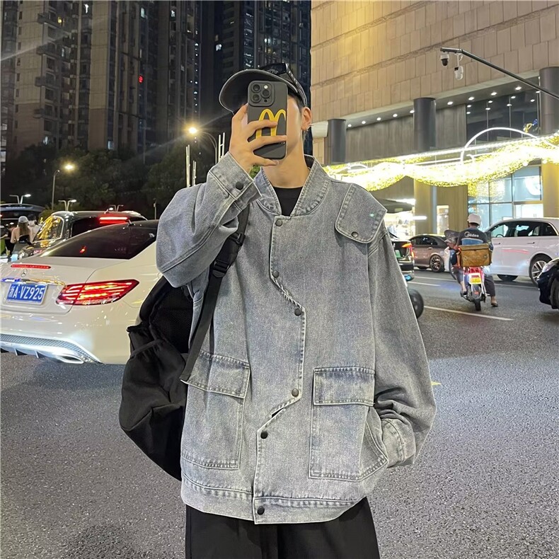 酒红色飞行员夹克男秋季高级感外套欧美高街美式R星冲锋衣JK888,男装夹克,星座1116A-1（原606A）