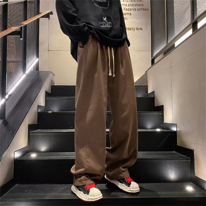 日系oversize裤子ins高街潮牌阔腿裤男宽松抽绳工装裤K2938-P35,男装休闲裤,星座1008