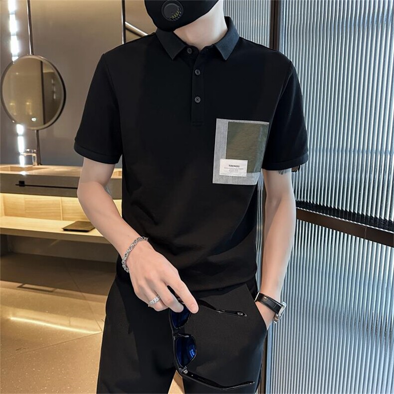 2026夏季口袋设计高级感轻奢短袖T恤翻领Polo衫T0234-P48,男装T恤,电商D342