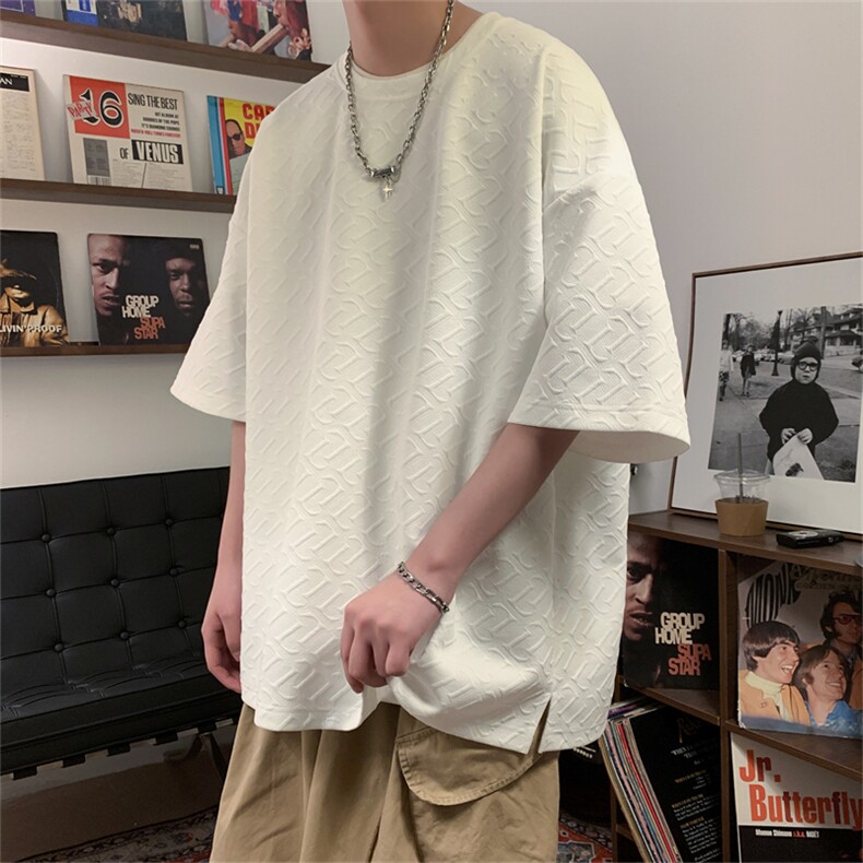 T133/特P20新款男士华夫格短袖t恤男款百搭个性上衣宽松半袖体恤,男装T恤,电商基地A050
