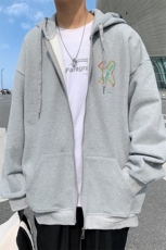 Y8881P43港风外景秋季宽松休闲连帽开衫学生情侣新款字母印花，男装卫衣，电商A026-1
