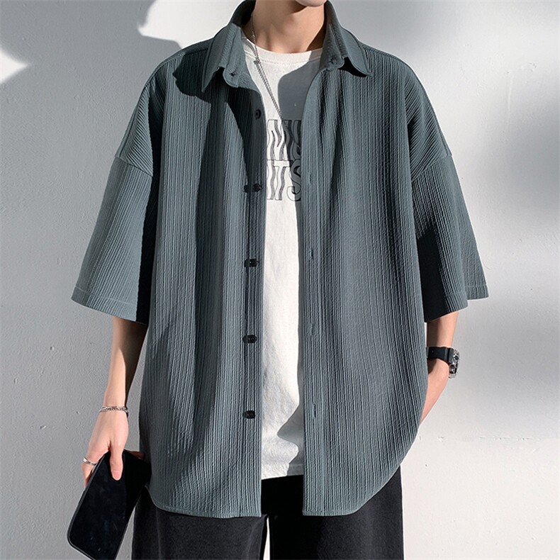 2024夏季新款光影墙大码轻薄透气短袖衬衫M-5XHC23207-特P30,男装衬衫,电商A022