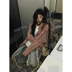 美式复古做旧水洗牛仔裤子女慵懒风春秋流苏毛边拖地裤N7796，男装牛仔裤，星座1116A（原606A-3）