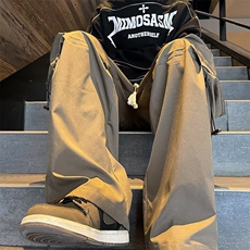 美式机能冲锋裤男潮牌宽松阔腿工装裤高街直筒休闲长MK6730-P38，男装休闲裤，星座1001-1