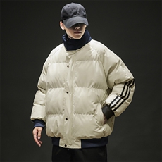 新款宽松棉衣男士立领加厚保暖防寒冬装外套三条杠棉服6667-P60，男装棉衣，星座1403A