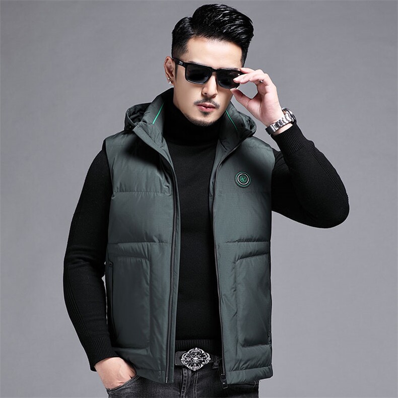 B2213钱塘2020-3精品男士连帽羽绒服马甲80白鸭绒主推P160,男装羽绒服,钱塘207-3